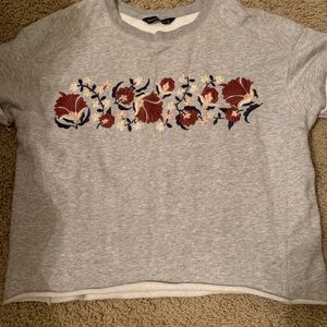 gray cropped sweatshirt material shirt